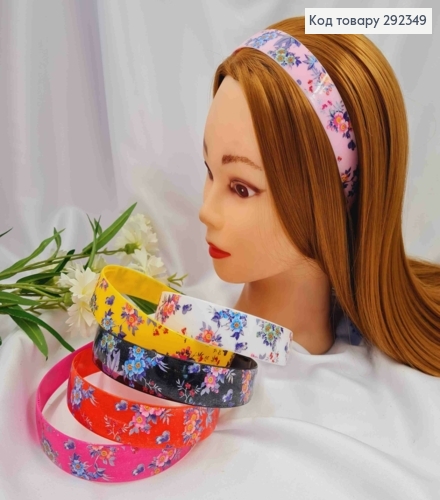 Обруч пластик, украшенный рисунком "Весенние цветочки", 2,5см, Цвета в ассортименте 292349 фото 1