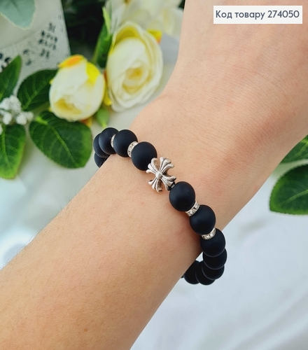 Браслет из черных шариков и серебряной брошью в асс. 274050 фото 2