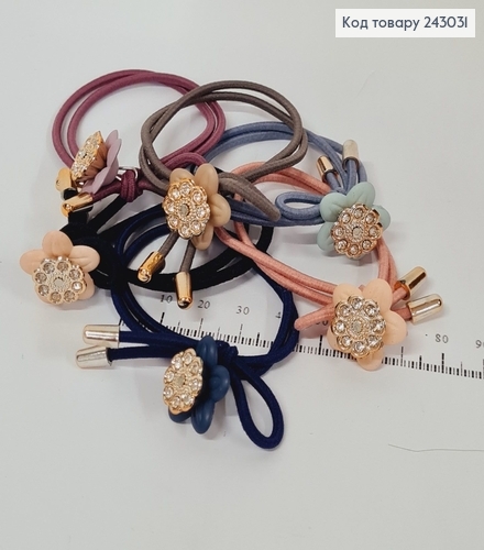 Резинка подводвійна Квіти з камінцями асорт.10 шт / уп ціна за уп. 243031 фото 1