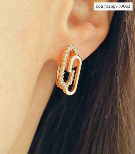 Серьги с Блестящими камешками ГУЧИ, длина 1,8см, английская застежка, XUPING 18K 110032 фото 1