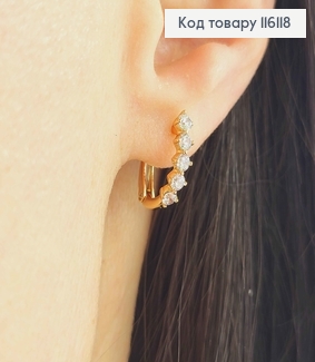 Серьги, "Пять камешков", 1,5см, англ. застежка, Xuping 18К 116118 фото
