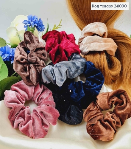 Резинка велюрова з блискітками  4см(внутрішній діаметр) 12см(зовніш.діам.), в асортименті 241090 фото 1