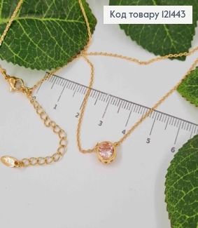 Цепочка якорное пеллетение, с подвеской Розовый камешек в оправе (7мм), длина 43+5см, Xuping 18K 121443 фото