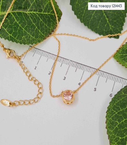 Цепочка якорное пеллетение, с подвеской Розовый камешек в оправе (7мм), длина 43+5см, Xuping 18K 121443 фото 1