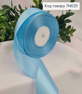 Лента атласная ЛАЗУРНОГО цвета (цвет 062), ширина 4см, длина 36 ярдов (33м) 714025 фото