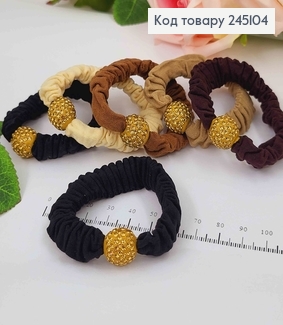 Резинка жатка, з жовтою бусинкою в камінцях, кольори в асорт. 245104 фото