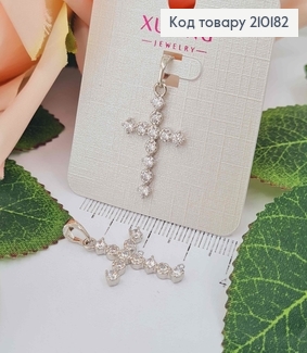 Крестик родованный, из круглых камешков в оправе, 2,5*1,5см, Xuping 210182 фото