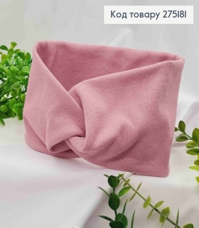 Пов'язка чалма, рубчик, якісна, РОЖЕВОГО кольору, діаметр 44см, ширина 11см, ручна робота, Україна 275181 фото