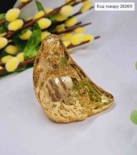 Фигурка "ВОРОБЕЙ", (пластик), ЗОЛОТОЙ с Блеском, 5*5,5см 282169 фото 1