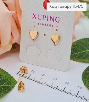 Серьги гвоздики, сердечки 0,7см. Xuping 18K 115475 фото