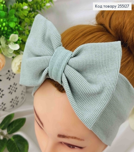 Пов'язка Бант, дитяча рубчик, Фісташкового кольору, 19*8см, ручна робота, Україна 275082 фото 1