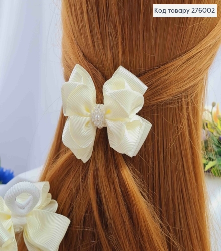 Резинка, БАНТ репсовый, Молочного цвета 6,5*6см, Ручная работа 276002 фото 1