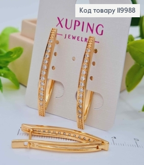 Серьги "Стрели" украшены Блестящими камешками, длина 3,6см, английская застежка, Xuping 18K 119988 фото