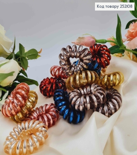 Резинка пружинка, об'ємна, 5см, Металік, Кольори в асорт. 252108 фото 2