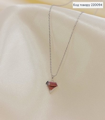 Подвеска Сердце с камнем 45 + 5 см родироване  Xuping 220094 фото 1