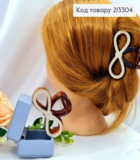 Краб пластик "БЕЗКІНЕЧНІСТЬ" прикрашений Блискучими камінцями, розмір 8см, Коричневого кольору 213304 фото