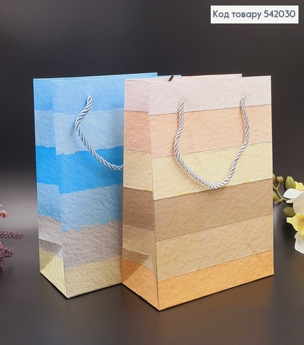 Пакет бумажный средний в цветную полоску 24х19 см в ас. 542030 фото 3