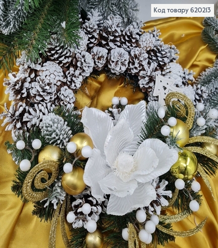 Вінок з шишок, іграшок та різдвяником д.40 620213 фото 1