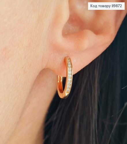 Серьги кольца украшены Блестящими камешками, диаметр 1,4см, XUPING 18К 119872 фото 1