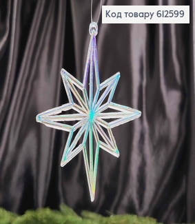 Новогодняя фигура, набор Снежинок-звездочек, пластик, цвет ГОЛОГРАФИЧЕСКИЙ, 10шт/уп, 11,5см, Украина 612599 фото