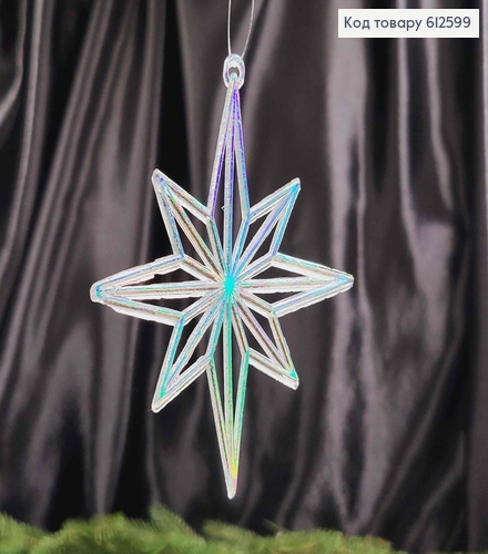 Новорічна фігура, набір Сніжинок-Зірочок, пластик, колір ГОЛОГРАФІЧНИЙ, 10шт/уп, 11,5см, Україна 612599 фото 1