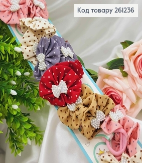 Набор детских резинок в горошек с бантиком в жемчужинах, 20шт/наб. 261236 фото