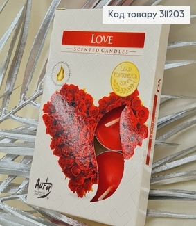 Аромасвечи таблетка BISPOL Любов 6 шт / 4часов, 15-105 330052 фото