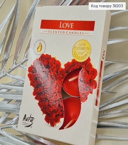 Аромасвечи таблетка BISPOL Любов 6 шт / 4часов, 15-105 330052 фото 1