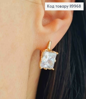Серьги с квадратным Изысканно-Блестящим камнем, дл. 1,5см, английская застежка, Xuping 18K 119968 фото