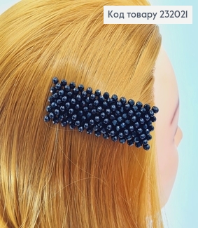 Заколка Тік - так 7,5 * 2,5 см з прошитими камінцями чорна 232021 фото