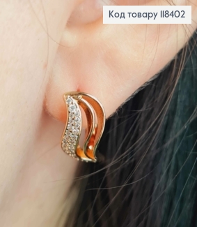 Сережки "Вогники" з Блискучими камінцями, 1,7см, англійська застібка, Xuping 18К 118402 фото