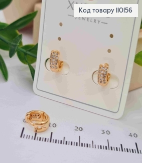 Сережки кільця з Блискучими камінцями,  діаметр 0,8см, Xuping 18К 110156 фото