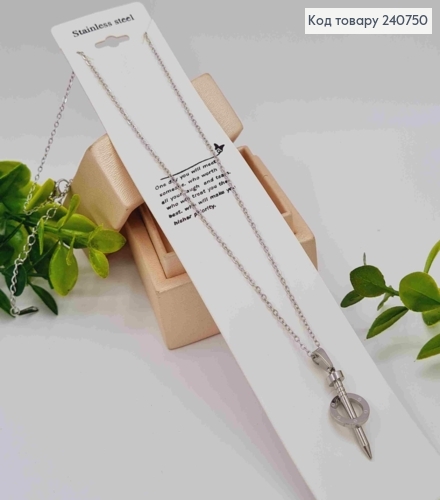 Цепочка сееребряного цвета, с подвеской КАРТЬЕ (2,5см), 40+5см, сталь Stainless Steel 240750 фото 2