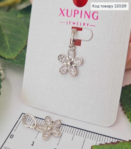 Кулон родований, "Flower" з камінцями, 1см, Xuping 18K 220219 фото 1
