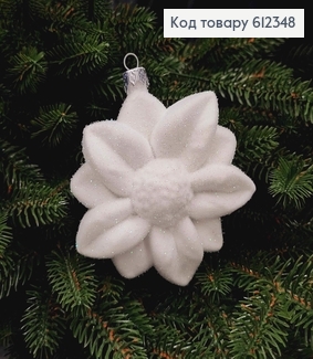 Новогодняя фигура ЦВЕТОК Бархат, БЕЛАЯ, размер 10см в диаметре, Украина 612348 фото