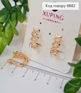 Серьги "Спираль Жизни" с Яркими камешками, 1,5см, английская застежка, XUPING 18K 118182 фото