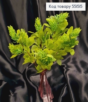 Искусственная декоративная композиция Хмель, САЛАТОВОГО цвета, 5 веточек на металлическом стержне, 33см. 551515 фото