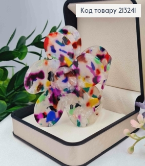 Краб пластик (акрил), ЦВЕТОК, 7см, Перламутровая с цветными пятнышками. 213241 фото