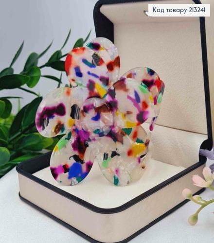 Краб пластик (акрил), КВІТКА, 7см, Перламутрова з кольоровими плямками 213241 фото 1