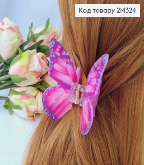 Краб пластик (акрил), яркая Бабочка Розового цвета, 7,5*8см 214324 фото