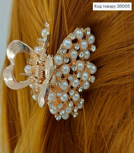 Краб металл золото с жемчугом 3,5 см 215005 фото 1