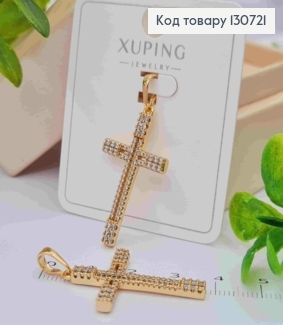 Крестик украшен Блестящими камешками, размер 3,2*2см, Xuping 18K 130721 фото