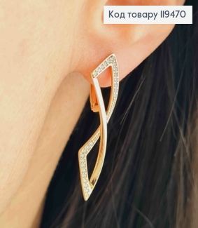 Серьги "Грейс" украшены Блестящими камешками, 3,3см, английская застежка, Xuping 18К. 119470 фото