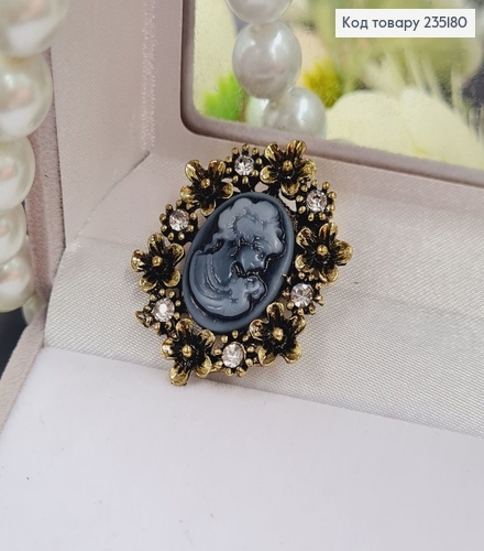Брошка метал Цветочек золото с камушками 3х2,5см 235180 фото 2