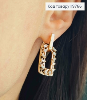 Серьги с подвижной подвеской в Блестящем камне, 2,7см, английская застежка, Xuping 18K 119766 фото