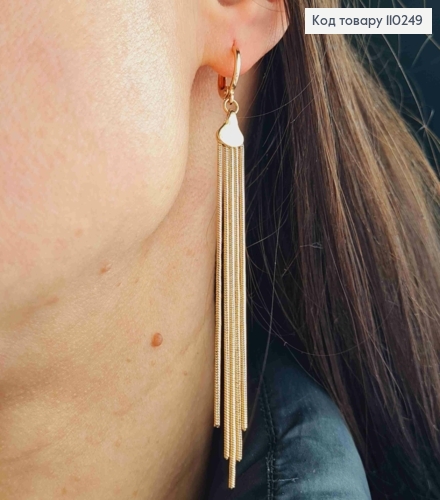 Сережки кільця з підвісними ланцюжками, розмір 1,1+8см, Xuping 18K 110249 фото 3