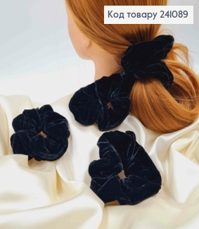 Резинка велюр об'ємна, 13см, чорного кольор 241089 фото