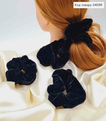 Резинка велюр об'ємна, 13см, чорного кольор 241089 фото 1