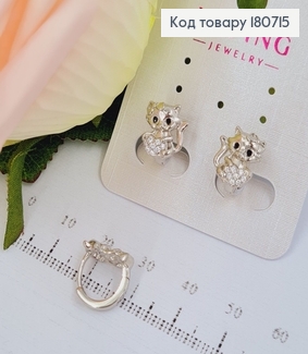 Сережки родовані кільця Котик із серцем, 1*1см, Xuping 180715 фото