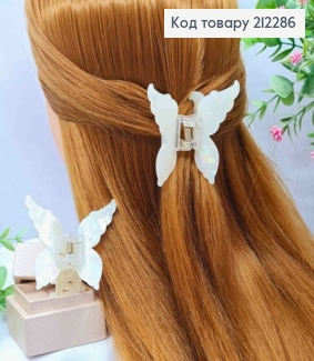 Краб пластик глянцевый (акрил) "БАБОЧКА", размером 6,5*6см, Бело-перламутрового цвета 212286 фото